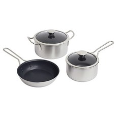 UMIC 日本產高級湯鍋平底鍋組, 1個, 雙鍋+單鍋+煎鍋, 銀