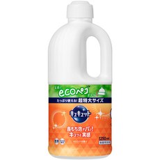 Kao 花王 Cucute 珂珂透 超濃縮洗碗凝露補充瓶 柑橘香, 1.25L, 1瓶