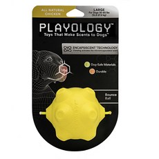 PLAYOLOGY 寵物狗用雞肉味彈跳球玩具 15.9~27.2kg, 1個, 黃色的