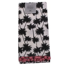 DESIGN IMPORTS 棕櫚葉印花絨毛球餐巾 45.7*71.1cm, 1個, 混色