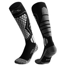 SMT 羊毛運動滑雪襪 小腿中筒止滑長襪 男女高筒厚底機能襪, 黑灰色, 1