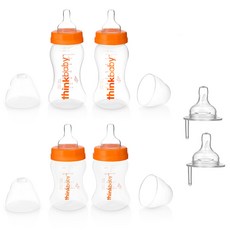 thinkbaby 拼色字母印花奶瓶組, 橘色, 無奶嘴