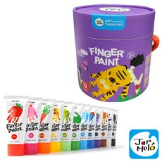 JarMelo 易洗手指畫顏料-繽紛(12色)兒童安全無毒手指顏料組, 詳見包裝