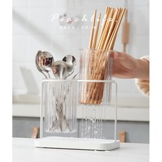 Peachlife. 純白雙筒瀝水餐具收納架 可拆卸清洗方便 筷子瀝水架, 詳見包裝, 詳見包裝, 雙筒