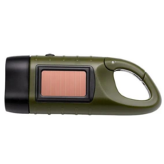 太陽能手搖充電LED手電筒 (白光/緊急照明), 軍綠, 1台