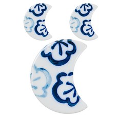 Ishida 陶瓷筷架, 3個, 新月梅花紋