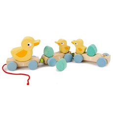 美國Tender Leaf 各種組合車隊 (園藝拖車／超跑雙層運輸車／鴨鴨手拉車／拖拉車／拖吊車) 木質玩具, 呱呱鴨手拉車