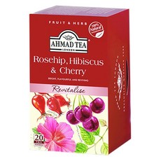 AHMAD TEA 玫瑰果洛神花 & 櫻桃活力茶, 2g, 20入, 1個