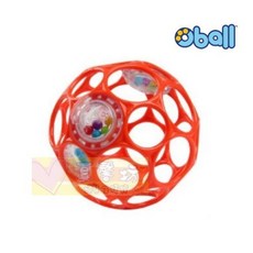 Oball 4吋沙沙洞動球/沙沙洞動足球 嬰幼兒玩具 洞洞球 搖鈴 訓練抓握能力, 紅色