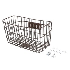 不鏽鋼管寬底自行車前籃, 1個, 棕色