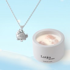 Lotin香氛蠟燭禮盒組(粉水晶 飾品自選) - 浪漫香氛，提升生活品味, 北極兔鎖骨鍊