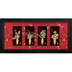 開運陶源 雅鑑鑫品 古典四君子 梅蘭竹菊 純金金箔畫 開運招財 居家裝飾, 詳見包裝