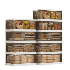 免組裝大容量摺疊收納鞋櫃, 1組, 冰晶褐