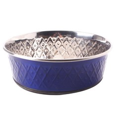 OurPets Durapet 優質壓花寵物不銹鋼餐具 1680ml, 1個, 藍色