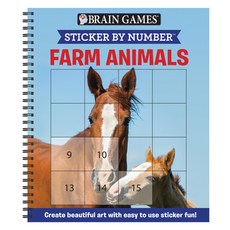 Brain Games - Sticker by Number: Farm Animals (Square Stickers): Create Beautiful Art with Easy to U... Spiral, Publications International,..., 英文, 螺旋裝