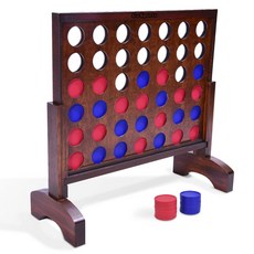 GoSports Giant 4 in a Row Connect 硬幣便攜包和規則大腦訓練遊戲 61.0cm, 深色木漬