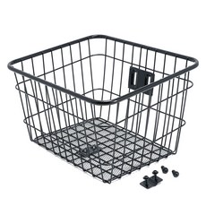 鋼製方形前置自行車籃, 1個, 黑色