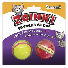 Sergeant's 歡樂墨水！ Pounce & Glow Ball 貓咪玩具, 2件, 黃色,紅色