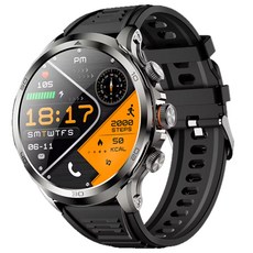 H19 4G 智能安卓手錶 1.95吋大螢幕 旋轉相機 AMOLED 可插卡 健康監測 運動模式 PLAY商店, 黑色, 5.2cm, 藍牙