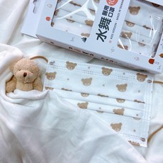 水舞生醫親子款兒童平面口罩 (美人魚/恐龍/熊熊圖案), 白色, 1套裝