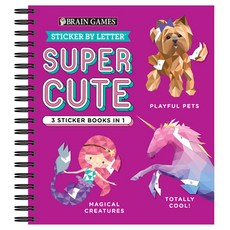 Brain Games - Sticker by Letter: Super Cute - 3 Sticker Books in 1 (Playful Pets Totally Cool! Mag... Spiral, New Seasons, 英文, 螺旋裝訂