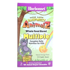 Bluebonnet 孩童綜合維他命動物造型咀嚼錠 橘子口味, 180顆, 1罐