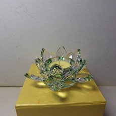 熱銷款9K水晶玻璃蓮花燭台酥油燈擺件(綠色), 綠色