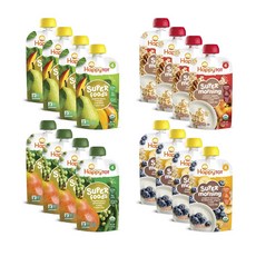 HAPPY TOT 孩童奶昔4入組, 梨子芒果菠菜口味+梨子豌豆綠豆口味+香蕉藍莓優格燕麥口味+蘋果肉桂優格燕麥片口味, 4組