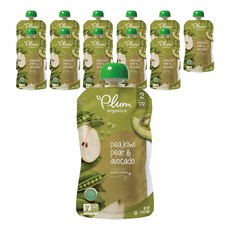 Plum organics 兒童果泥, 豌豆奇異果梨子酪梨口味, 99g, 12包