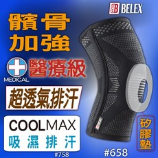 【BELEX】台灣製醫療護膝 矽膠穩定髕骨 韌帶拉傷護膝 膝蓋退化 十字韌帶 半月板 兩側支撐條 透氣護膝 健走護膝, 1個
