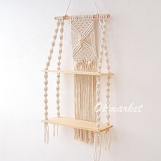 生活市集 收納牆壁掛飾 波西米亞風北歐風壁掛架 牆面裝飾置物架, 米色, 1 Tier