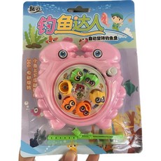 螃蟹6入磁吸式發條轉盤釣魚玩具桌遊！兒童益智玩具 免電池, 粉