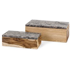 Imax WORLDWIDE HOME 拿破崙木盒首飾盒 2 件套, 灰色+棕色