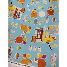 TINY TWIN BEARS 小熊學校 日本卡通牛津棉布 手作拼布材料, 詳見包裝, 詳見包裝, 水藍色