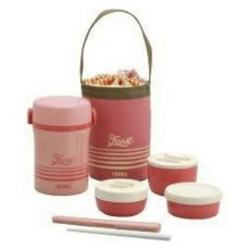 THERMOS 膳魔師 不鏽鋼保溫罐附收納袋+碗含蓋 3入+筷子 JBC-801, 1個