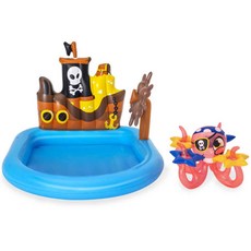 Bestway 海盜船充氣泳池52211，附贈章魚噴水玩具，兒童戲水趣味泳池