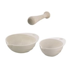 日本 KAI 貝印 白瓷研磨缽杵 3件式, 1組