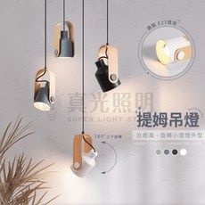 真光照明提姆吊燈 治癒風旋轉小提燈造型 日式床頭吊燈 北歐原木風吊線燈 綠/黑/灰/白 E27燈泡適裝 可轉角 吧台燈, 清新綠,白光 5W 6500K