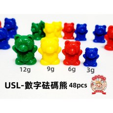 遊思樂USL 數字砝碼熊(4色/48pcs) 重量邏輯教學 數學遊戲 認知教學 商檢合格-河馬班, M3001A01數字砝碼熊(48pcs)