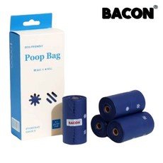 Bacon 韓國正版環保可降解撿便袋, 深藍色, 1箱/盒, 4個裝