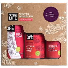 Better Life Winter Wishes 洗碗皂 + 護手霜 身體乳和乳液柑橘香料套裝 3 件裝, 1個