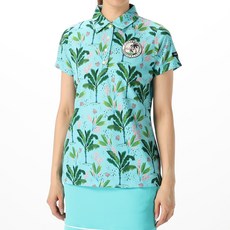 PinkynDianne 女款棕櫚樹印花高爾夫短袖Polo衫