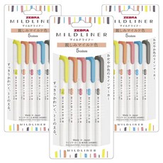 ZEBRA 斑馬牌 Mild liner雙頭螢光筆 親和款 5色組, 3個, ñ