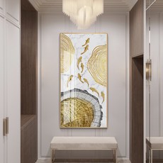 台灣出貨 九魚圖裝飾畫 大尺寸鋁合金無框畫 玄關客廳風水壁畫 年年有餘, 黑色