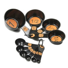 CHEF CRAFT 量杯和勺子橙色套組 10, 黑色的