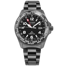 CITIZEN 光動能世界時間日期潛水錶 防水不鏽鋼手錶 鍍灰 BJ7107-83E 42mm