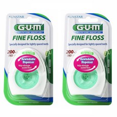 Gum Fine Flosser Floss Mint Waxed 183m, 2個, 1個裝