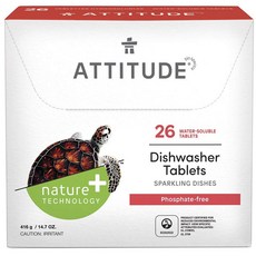 ATTITUDE 水溶性洗碗機片劑 26入, 1個, 416克