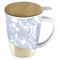Pinky up Bailey陶瓷茶杯和Infuser 2套組355毫升, 1個, 灰藍色