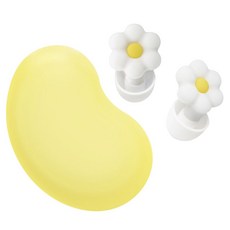 白色小花矽膠造型耳塞 附收納盒, 2入, 1個